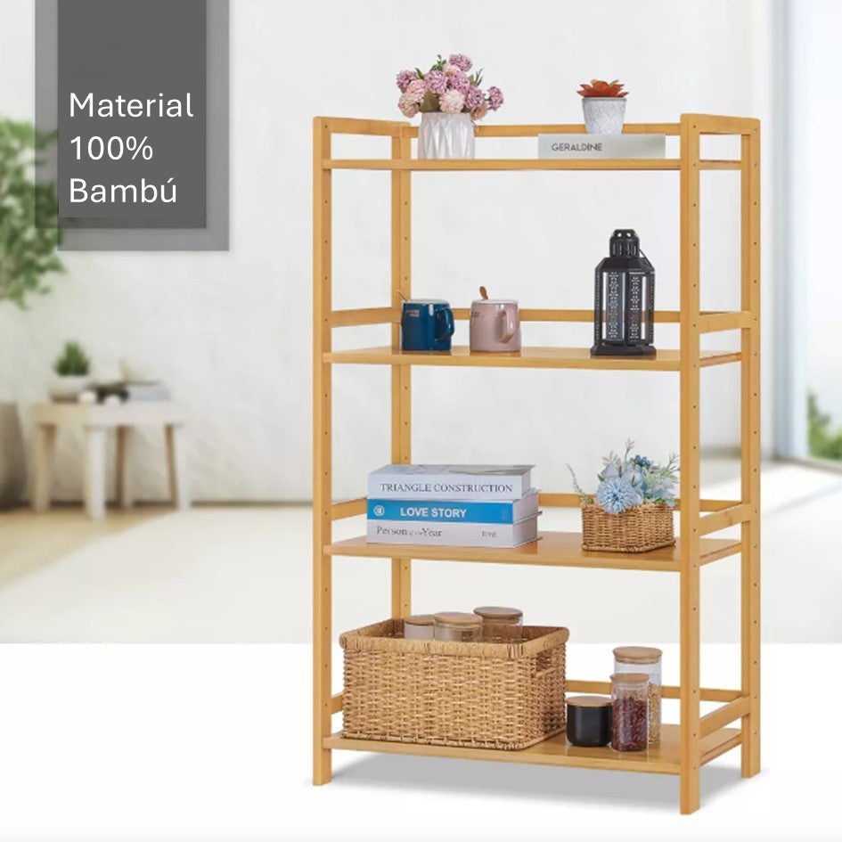 Estante Organizador Ajustable 4 Niveles De Bambú Cocina Baño