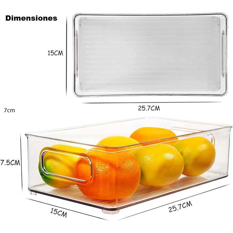 Pack de 6 Contenedores Aplilables con Tapa para Refrigerador Cubo de Almacenamiento