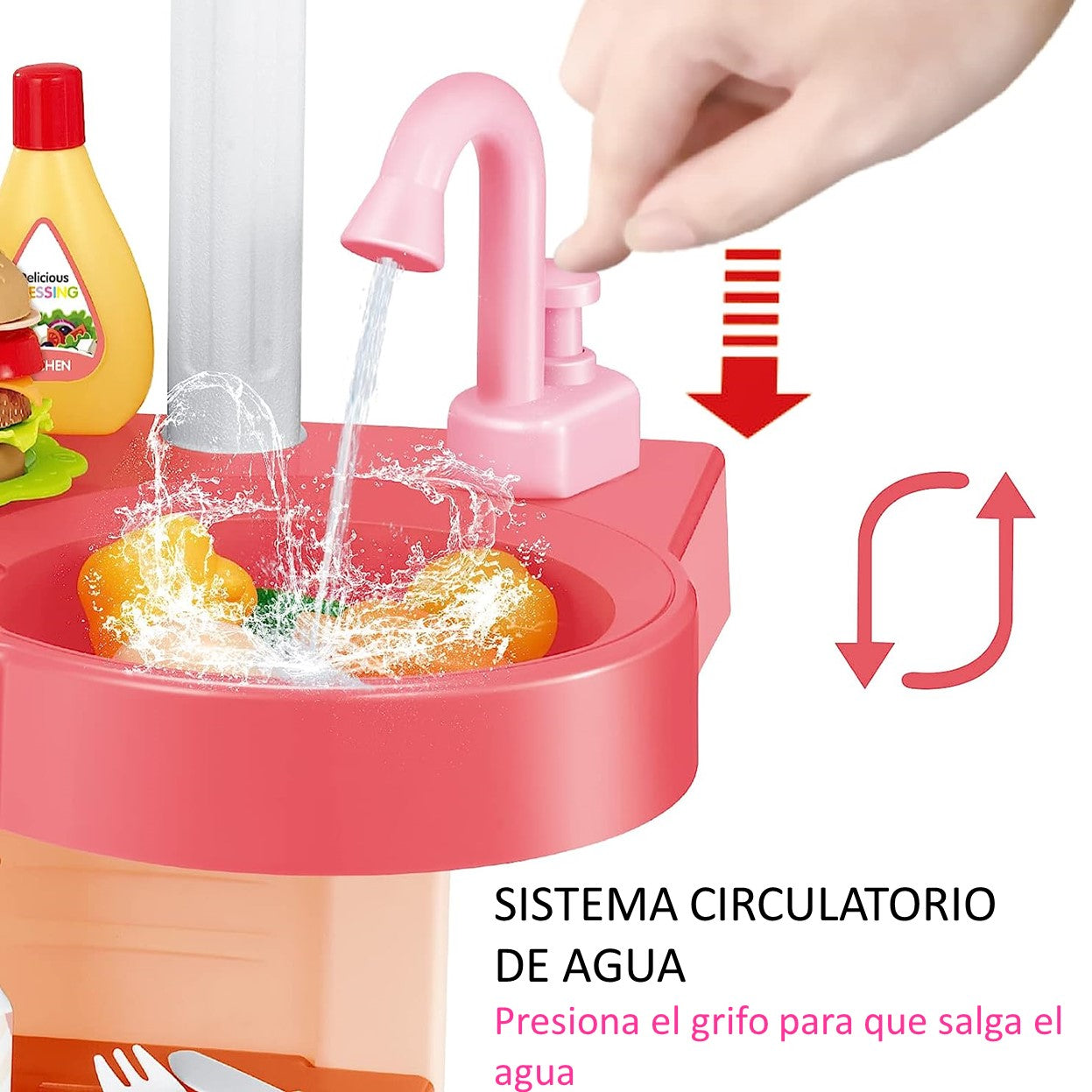 Juego de Cocina Para Niños Comida Rapida Fregadero Chef