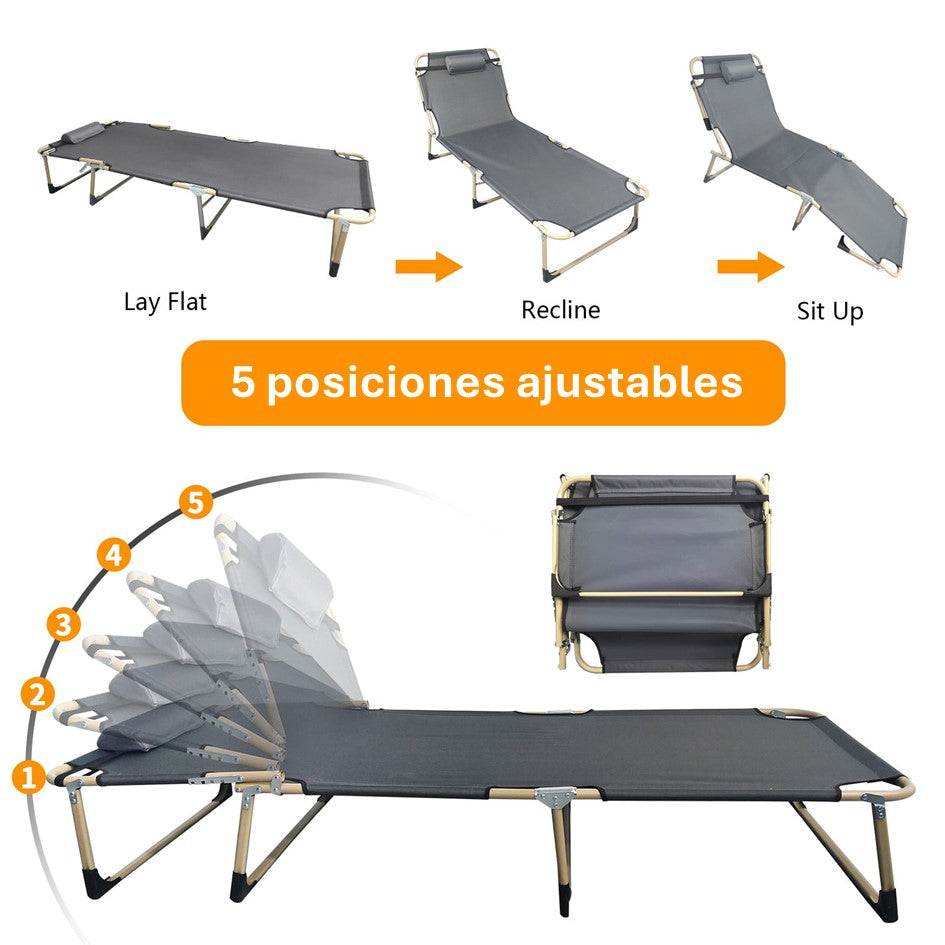 Silla Cama Plegable Portable Para Playa Camping Y Piscina