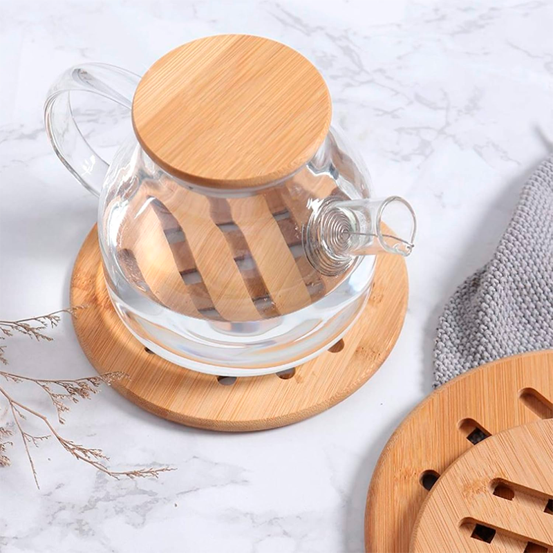 Posavasos de Bambú Resistentes Calor Soportes Ollas Calientes Antideslizante Redondo