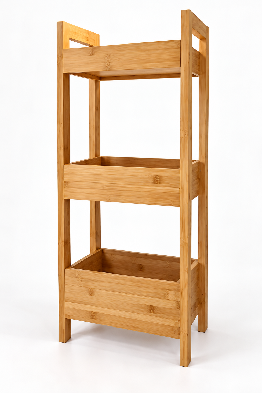Mueble Baño Cocina 3 Niveles Con Cestas Estante Hogar Bambú Blanco