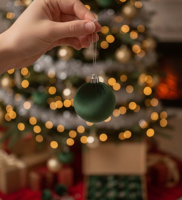 15 Esferas Navideña 8cm Bambalinas Terciopelo Adornos Arbol