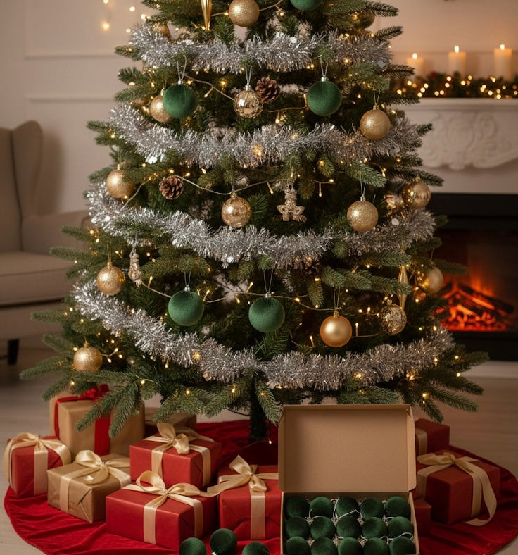 15 Esferas Navideña 8cm Bambalinas Terciopelo Adornos Arbol