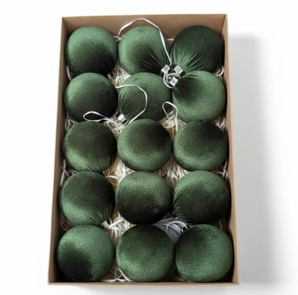 15 Esferas Navideña 8cm Bambalinas Terciopelo Adornos Arbol