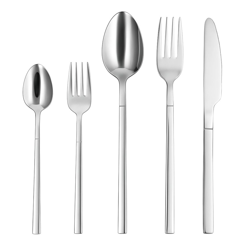 Set De Cubiertos De Lujo 6 Piezas Cuchilleria Plateado Tenedor Cuchara