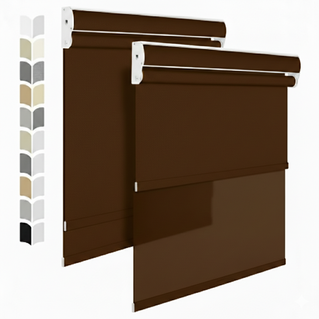 Cortina Roller Blackout 2 Paño 100x200 Doble Con Visillo