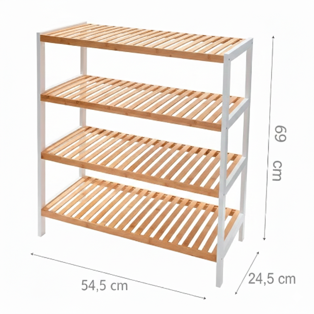 Estante Organizador De Bambu Mueble De Lujo Para Cocina Baño 4 Niveles | Alto 69cm