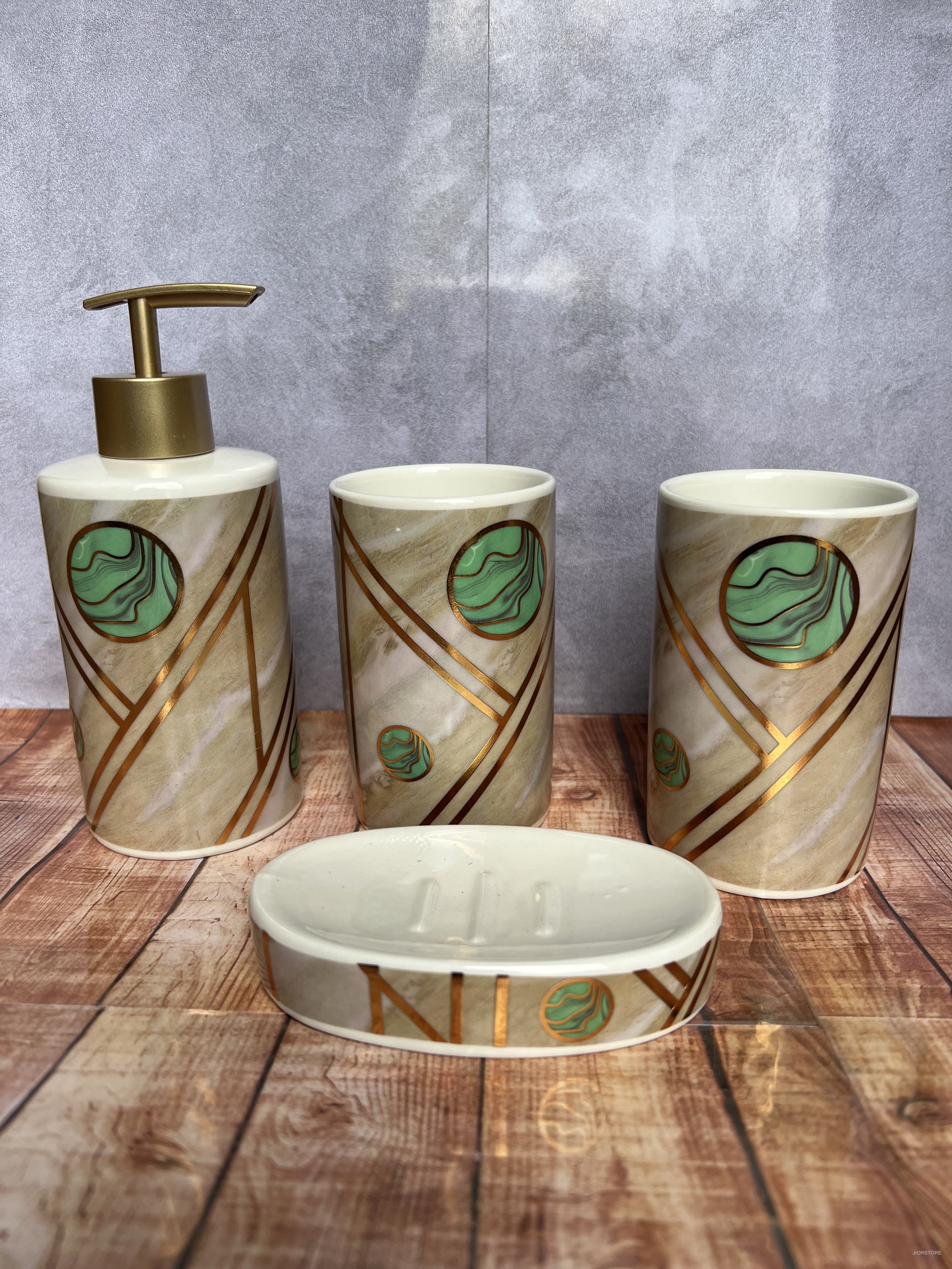  JIWEIMO Juego de 4 accesorios de baño de cerámica
