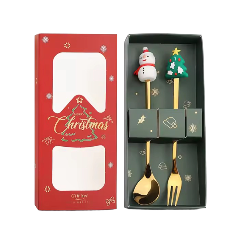 2 Cubiertos Navideños Cuchara Tenedor Para Decoración Mesa