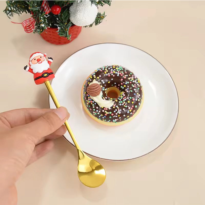2 Cubiertos Navideños Cuchara Tenedor Para Decoración Mesa