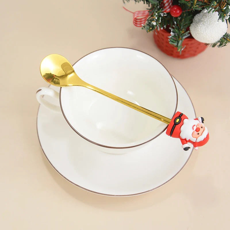 2 Cubiertos Navideños Cuchara Tenedor Para Decoración Mesa