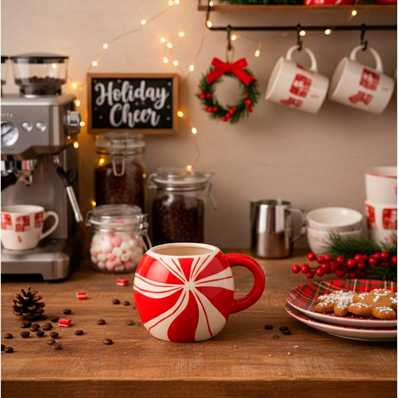 Mug Taza De Café Navideña Adorno De Navidad Para La Cena Rojo 560ml