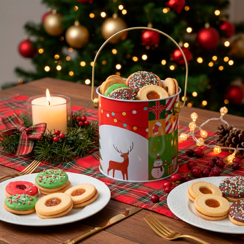 Caja para Dulces Navideños Con Asa De Transporte Tarro De Galleta