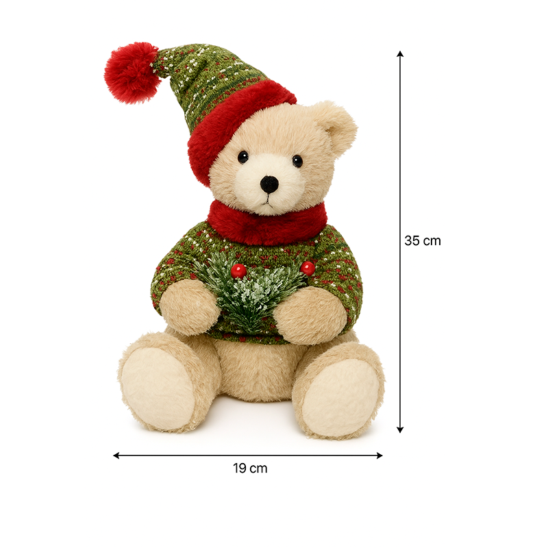 Oso Peluche Pascuero Navideño Adorno Para Arbol De Navidad