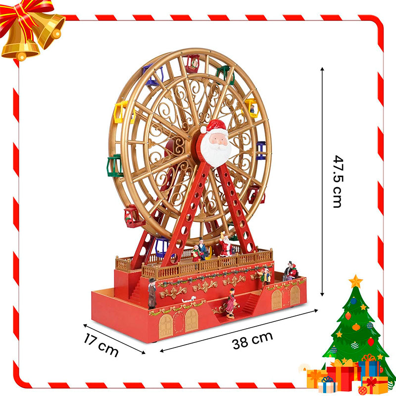 Adorno Navidad Rueda De La Fortuna Luces Musica Y Movimiento