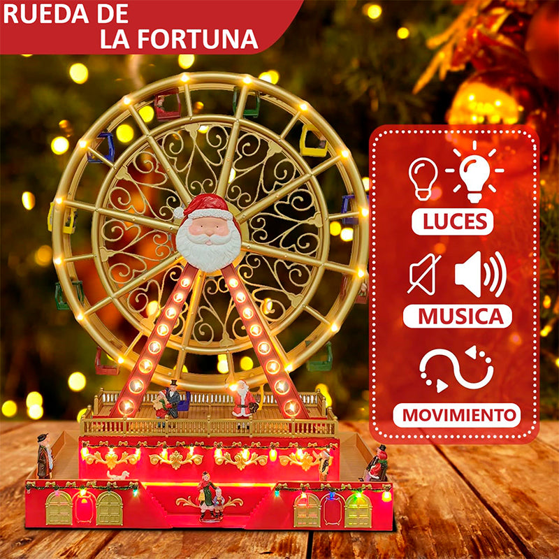 Adorno Navidad Rueda De La Fortuna Luces Musica Y Movimiento