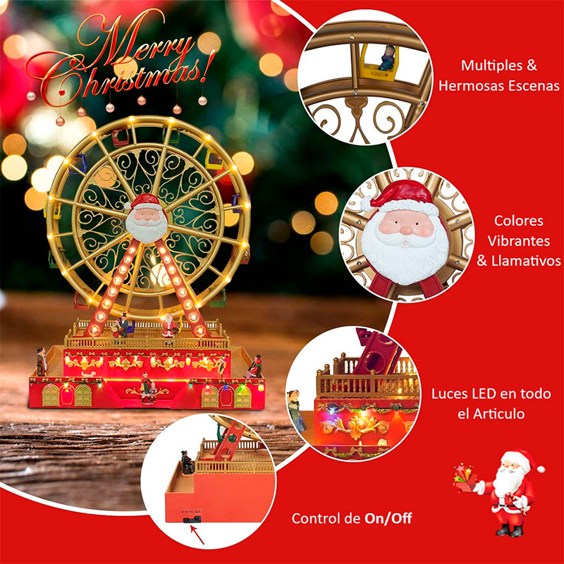 Adorno Navidad Rueda De La Fortuna Luces Musica Y Movimiento