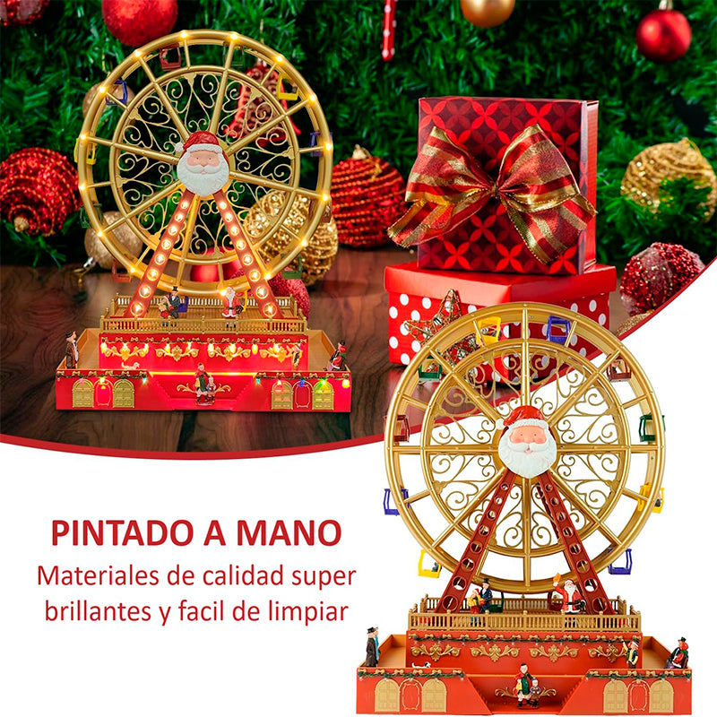 Adorno Navidad Rueda De La Fortuna Luces Musica Y Movimiento
