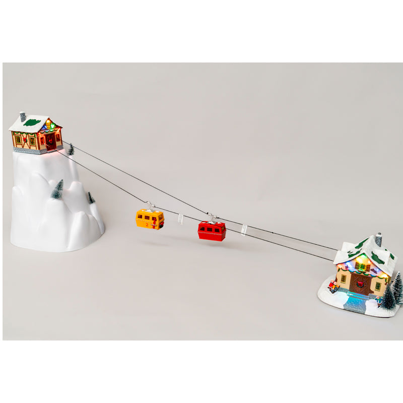 Adorno Iluminado Pueblo Navideño Teleférico Movimiento 140 cm Arbol Navidad