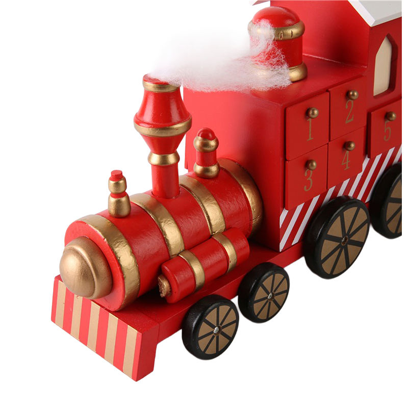 Calendario De Adviento De Tren De Madera Navidad 24 Cajones Rojo