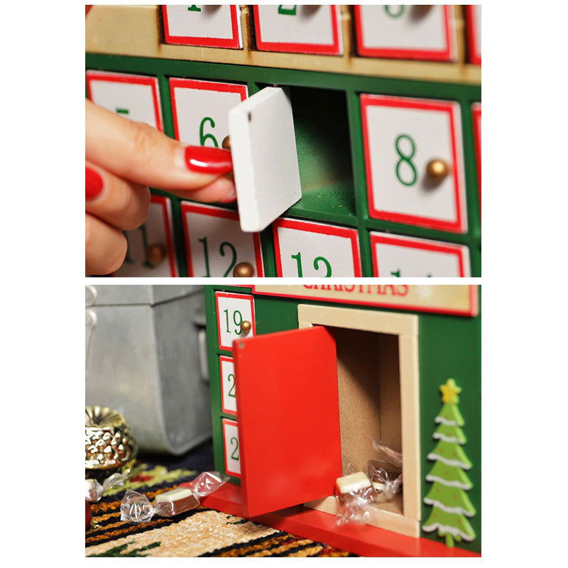 Casa Calendario De Adviento De Madera Decoración De Navidad