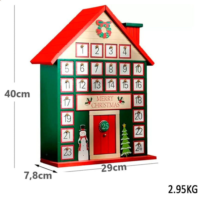 Casa Calendario De Adviento De Madera Decoración De Navidad