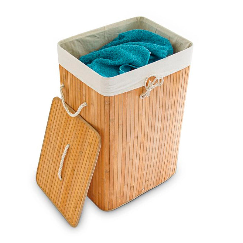 Canasto Cesto Ropa Sucia Pleglable Look Bambu Grande Tapa Im