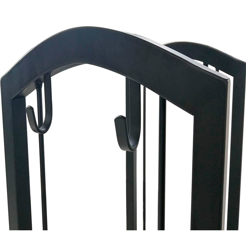 Estante de Leña para Chimenea con 4 Herramientas Interiores y Exteriores