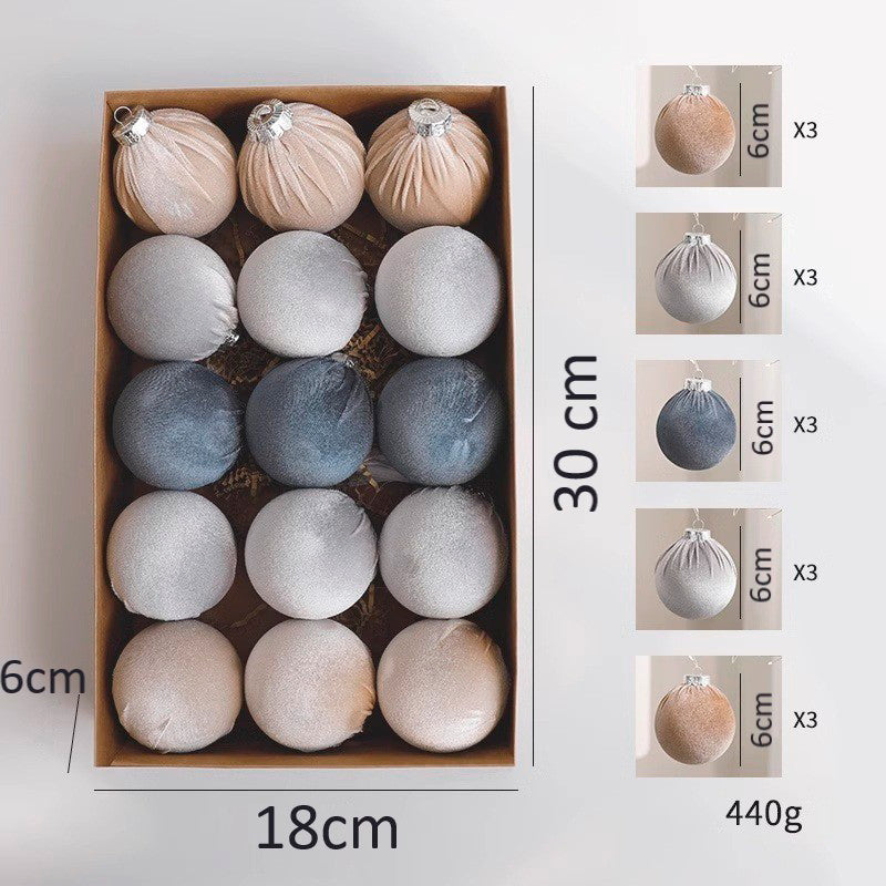 15 Esferas Navideña 6cm Bambalinas Terciopelo Adornos Arbol