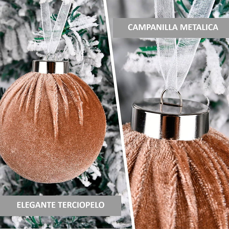 15 Esferas Navideña 6cm Bambalinas Terciopelo Adornos Arbol
