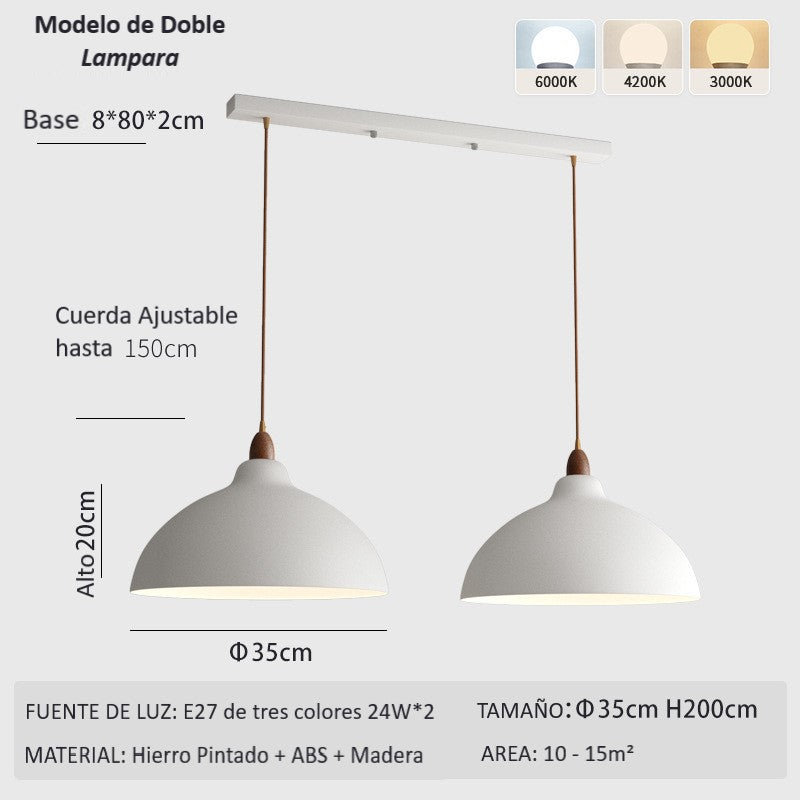 Lámpara Colgante Vintage Cuerda De Cáñamo 2 Farolas 603 Blanco