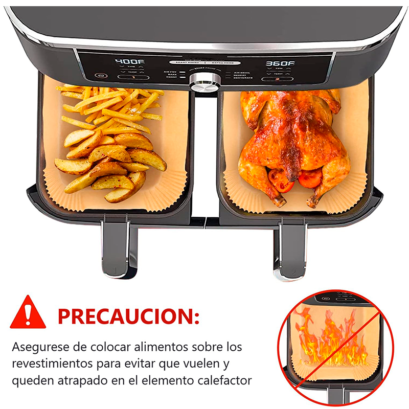Papel de Horno para Freidora de Aire 100 unidades 22x14cm