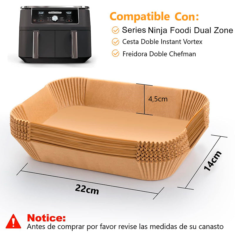 Papel de Horno para Freidora de Aire 100 unidades 22x14cm