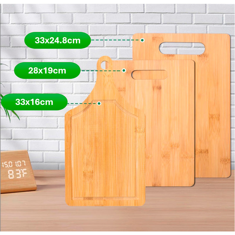 Set de 3 Tablas para Picar de Bambú