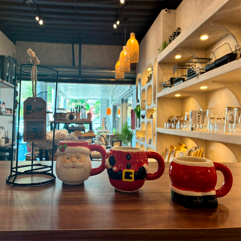 Set 3 Tazas De Cafe Mug De Viejito Pascuero Adorno Navidad Rojo