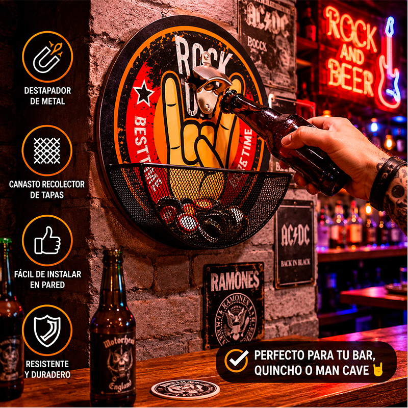 Destapador Botellas Cerveza Pared Decoración Bar Porta Tapas