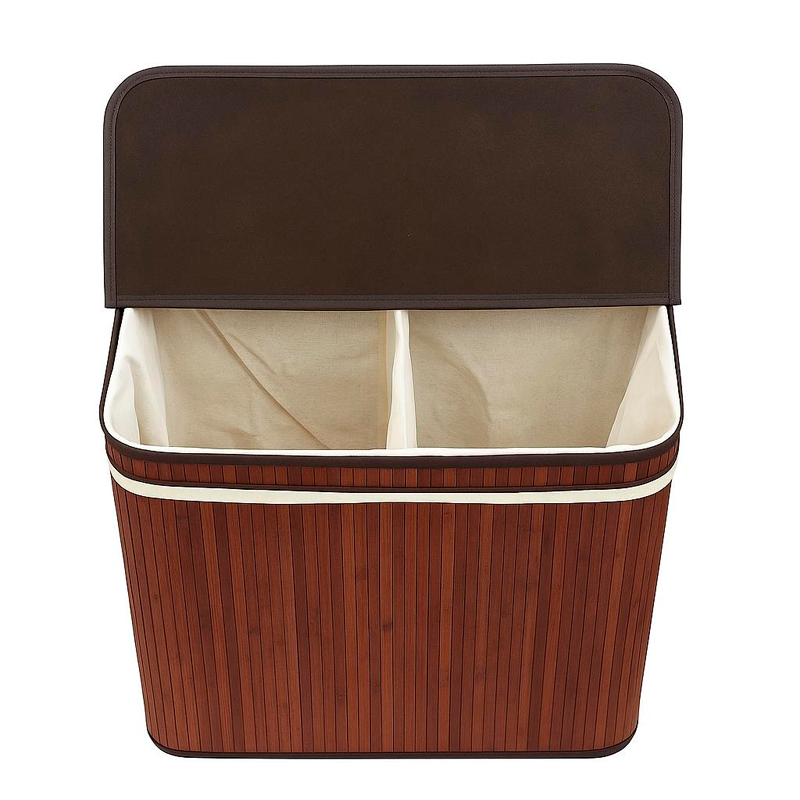 Canasto De Bambú Cesto De Ropa Sucia Pleglable Con Tapa Marrón Oscuro