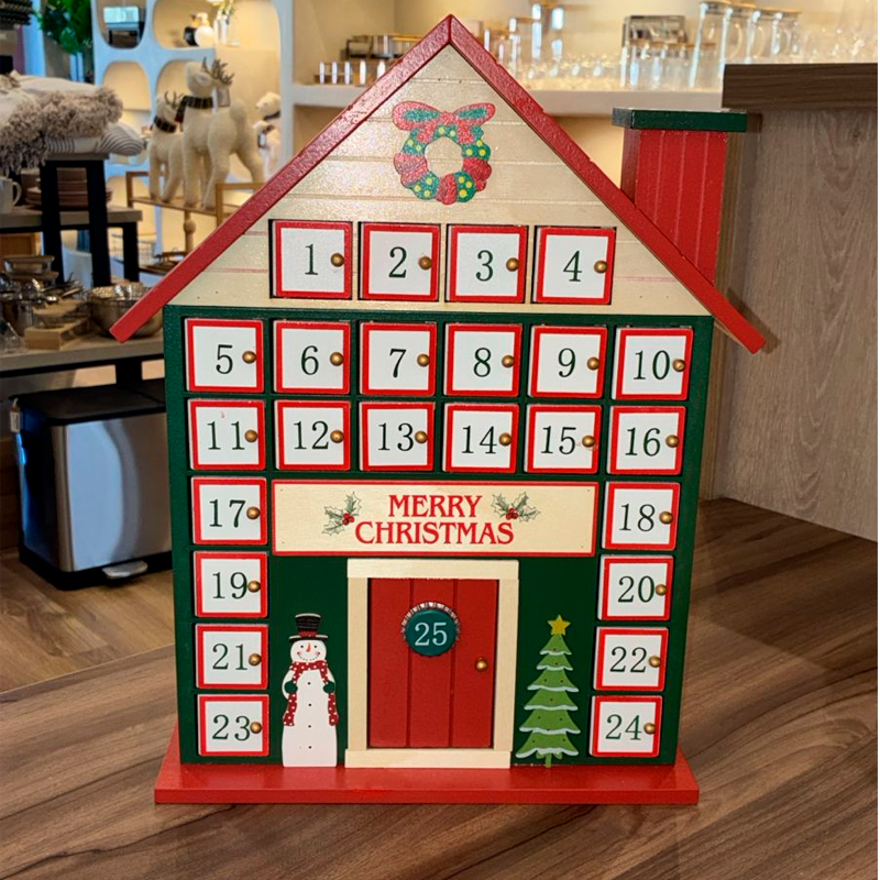 Casa Calendario De Adviento De Madera Decoración De Navidad