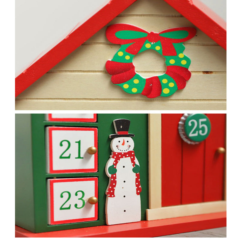 Casa Calendario De Adviento De Madera Decoración De Navidad