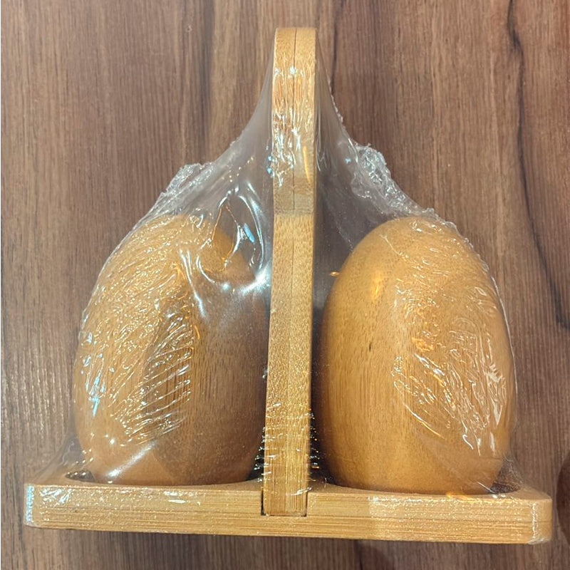 Juego de Salero y Pimentero Madera Natural Estante de Especias para Mesa