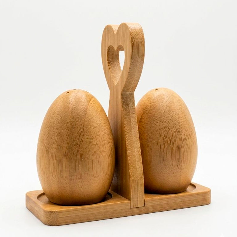 Juego de Salero y Pimentero Madera Natural Estante de Especias para Mesa