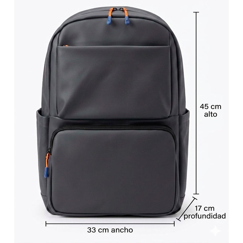 Mochila de Hombro Multifuncional Unisex Bolso Impermeable Color Negro