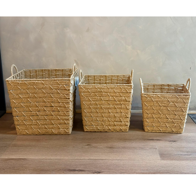 Set de 3 Canastos Organizadores Cuadrados en Seagrass – Natural