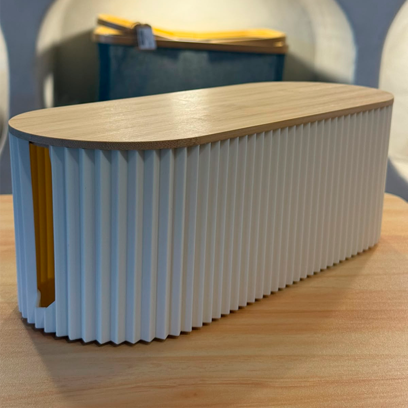 Caja Organizadora De Almacenamiento De Cables Soporte Con Tapa de Bambu