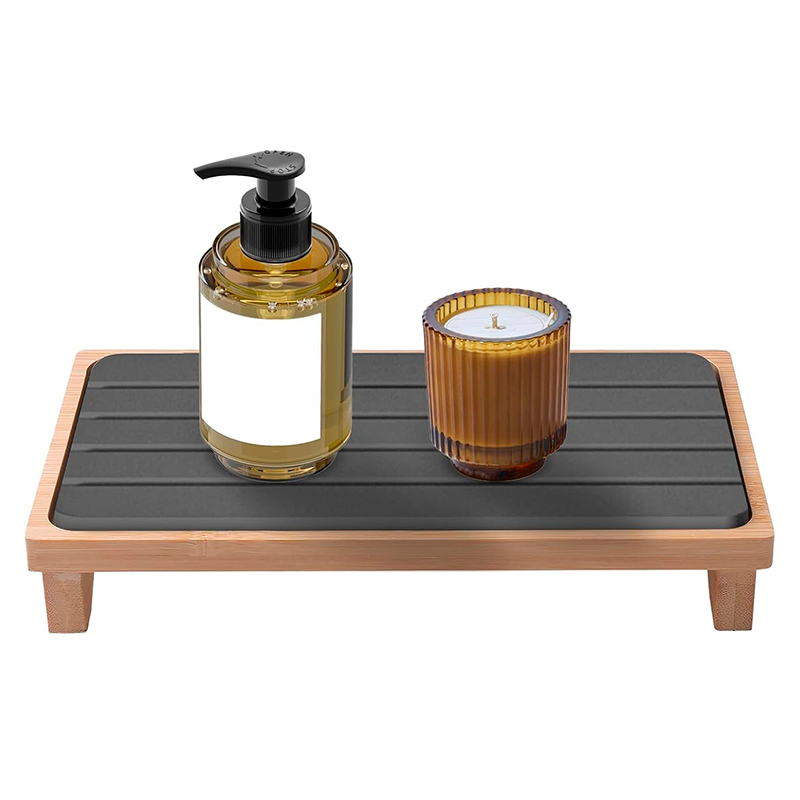Escurridor De Cocina Bandeja De Secado Absorbente Para Baño Gris Oscuro