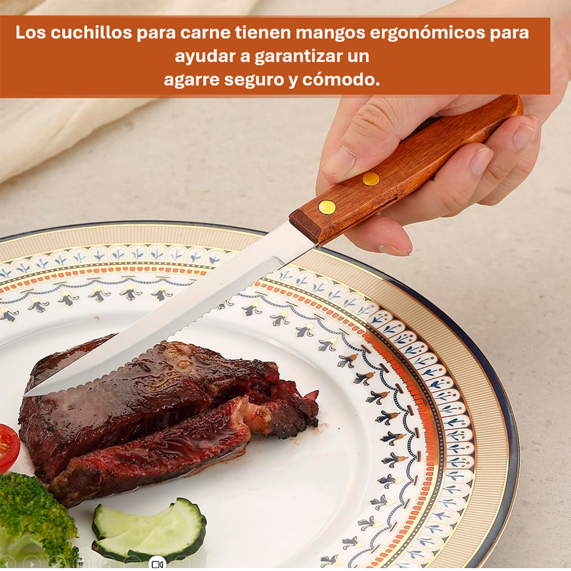 Set De Cubiertos Para Asado 6 Pieza Cuchilleria Mango Madera Cucharas Tenedor