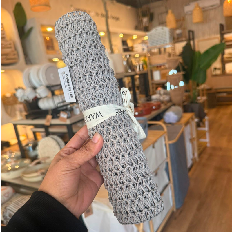 Individual de Mesa de Fibra Trenzada Diseño Texturizado Gris