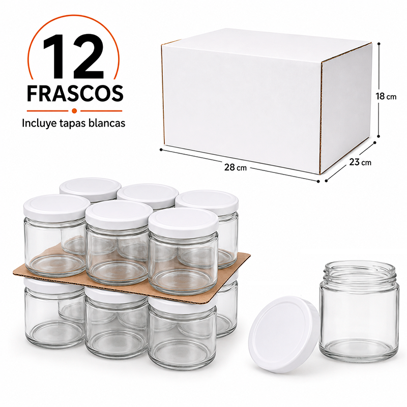 Frasco Conservero 450 Cc Con Tapa Metálica Blanco