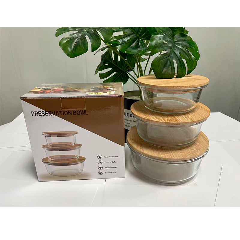 Recipiente de Vidrio para Almacenamiento de Alimentos con Tapa de Bambú